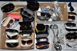 TWO BOXES OF COSTUME JEWELLERY AND SUNGLASSES, to include a box of assorted sunglasses in various