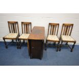 AN OAK GATE LEG TABLE and four chairs (5)