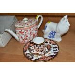 A SMALL GROUP OF ROYAL CROWN DERBY, comprising an Imari (383 pattern) coffee cup and saucer retailed