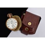 A GOLD PLATED 'WALTHAM' OPEN FACE POCKET WATCH, white dial signed 'Waltham U.S.A', roman numerals,