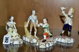 FOUR ROYAL CROWN DERBY EDWARD DREW FIGURES, comprising Romeo (PR11) a second, Juliet (PR12) a