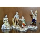 FOUR ROYAL CROWN DERBY EDWARD DREW FIGURES, comprising Romeo (PR11) a second, Juliet (PR12) a