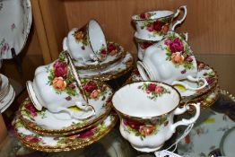 A ROYAL ALBERT OLD COUNTRY ROSES PART TEA SET, comprising six cups, six saucers and six tea
