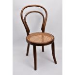 A 1930'S CHILD'S BENTWOOD CHAIR, caned seat, height 65cm