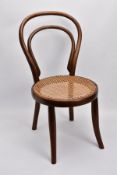 A 1930'S CHILD'S BENTWOOD CHAIR, caned seat, height 65cm