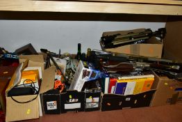 FIVE BOXES AND LOOSE OF CAMERA EQUIPMENT, BOOKS AND MISCELLANEOUS ITEMS, to include Praktica TL3,