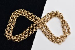 A 9CT GOLD BELCHER CHAIN, fitted with a lobster claw clasp, hallmarked 9ct gold London, length