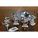 SIX PIECES OF SWAROVSKI CRYSTAL, comprising four Kris Bears (Blowing Kisses 1016623, I Love You