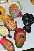 VARIOUS BOSSONS HEAD PLAQUES AND OTHER CERAMICS, to include Dunheved bud vase, handpainted fruit
