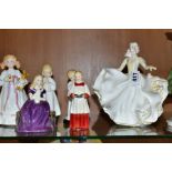 EIGHT ROYAL DOULTON FIGURES 'Sweet Seventeen' HN2734, Lucinda CL3983 (CLASSIQUE) Choir Boy HN2141 (