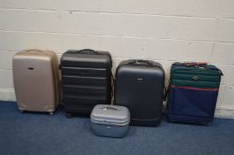 THREE HARD SHELL SUITCASES, a fabric suitcase and a smaller Antler luggage case (4)