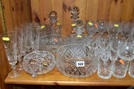 A COLLECTION OF GLASSWARE, including a suite of four Stuart Crystal Beaconsfield Champagne flutes,