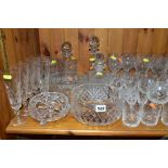 A COLLECTION OF GLASSWARE, including a suite of four Stuart Crystal Beaconsfield Champagne flutes,