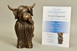 JENNIFER HOGWOOD (BRITISH 1980) 'FAB' a limited edition bronzed resin sculpture of a Highland Cow
