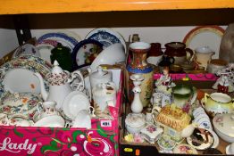 FIVE BOXES AND LOOSE OF CERAMICS AND GLASSWARE, including Booths Fleradora part dinner service,