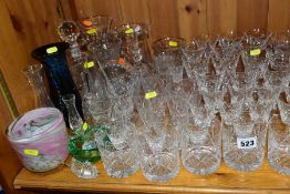 A QUANTITY OF CERAMICS AND GLASSWARE, to include Stuart cut glass: suites of six whisky glasses,