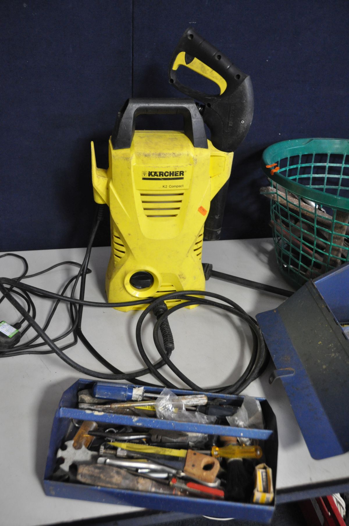 A KARCHER K2 COMPACT JET WASH (crack to outlet pipe) , Bosch Heat Gun, a Black and Decker Drill (all - Image 2 of 5
