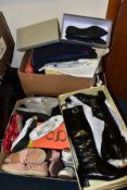 EIGHT BOXES AND LOOSE OF BOXED AND LOOSE LADIES SHOES, BOOTS AND BELTS, to include Ralph Lauren,