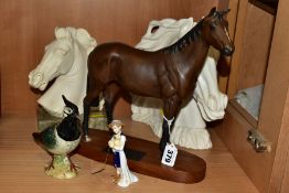A GROUP OF BESWICK, DOULTON AND TWO RESIN BUSTS OF HORSES, comprising a Beswick Connoisseur Model '