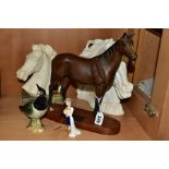 A GROUP OF BESWICK, DOULTON AND TWO RESIN BUSTS OF HORSES, comprising a Beswick Connoisseur Model '