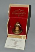 A BOXED GILLETT AND JOHNSTON BRASS CORONATION SOUVENIR ELIZABETH II 1953, in the form of a table