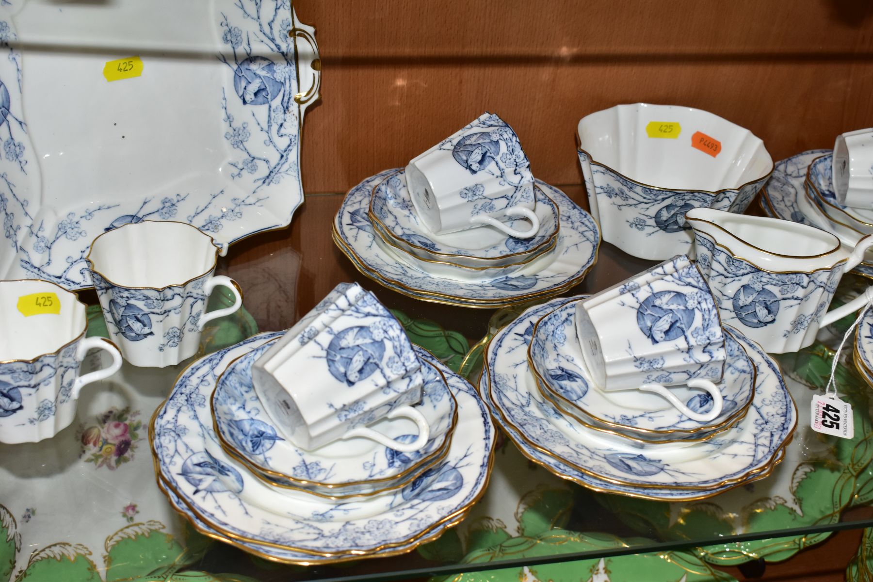 AN EARLY 20TH CENTURY WEDGWOOD BONE CHINA TEA SET, transfer printed with a blue and white - Image 8 of 9