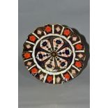 A ROYAL CROWN DERBY 1128 IMARI PATTERN FLUTED AND WAVY RIMMED PLATE, a second, printed marks, date