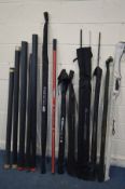 EIGHT VARIOUS FISHING RODS, to include a Dragon carp Dynamo compact carp 12ft 2 1/2 lbs, DAM fighter