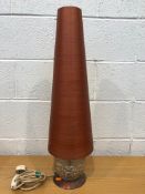 A MID 20TH CENTURY GLASS TABLE LAMP with a spun fibreglass shade