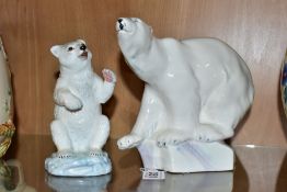 A WEDGWOOD & CO LTD ROY SMITH FIGURE OF A POLAR BEAR STANDING ON ICE, printed marks to base,