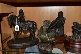 SIX BRONZED RESIN SCULPTURES BY HEREDITIES, ETC, comprising PP57 'lady Godiva', DH3 'Taking a