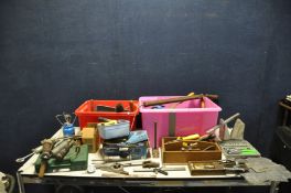 TWO PLASTIC TRAYS CONTAINING TOOLS including a 1-2in Moore and Wright Micrometer, a L.S.Starret