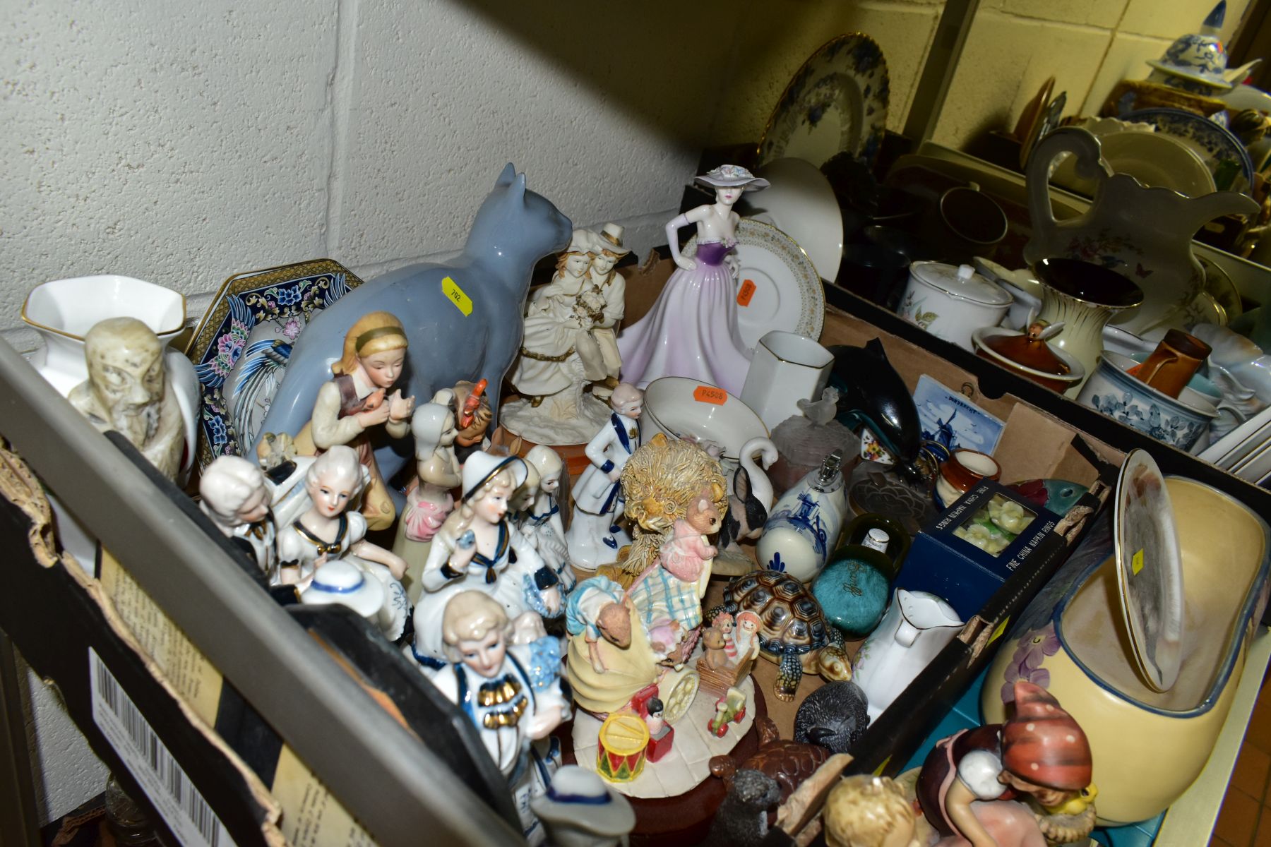 FOUR BOXES AND LOOSE OF CERAMICS, including a Prinknash pottery jug and bulbous vase, three - Image 3 of 9