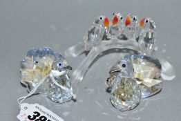 THREE PIECES OF SWAROVSKI CRYSTAL, comprising a set of two Love Turtle Doves with heart, 1143415 and