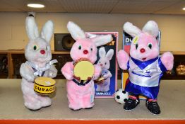 THREE DURACELL BUNNIES, comprising a boxed 'Drumming Bunny', approximate height 33cm, a boxed '