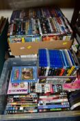 FOUR BOXES OF DVD'S, to include box sets - 24, Lost, Porridge, Bay Watch, Big Bang Theory, Ugly