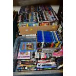 FOUR BOXES OF DVD'S, to include box sets - 24, Lost, Porridge, Bay Watch, Big Bang Theory, Ugly