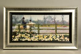 ROLF HARRIS (AUSTRALIA 1930) 'RIDING IN THE SPRING', a limited edition print of a child riding a