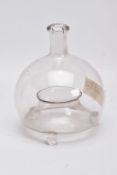 A LATE 18TH/19TH CENTURY HAND BLOWN GLASS FLY CATCHER BOTTLE, of onion form, height 17cm, the