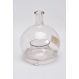 A LATE 18TH/19TH CENTURY HAND BLOWN GLASS FLY CATCHER BOTTLE, of onion form, height 17cm, the