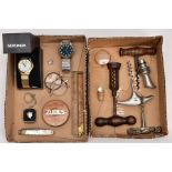 TWO BOXES OF ASSORTED ITEMS, to include a boxed a/f gent's 'Sekonda' wristwatch, a gent's white
