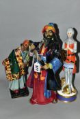 THREE ROYAL DOULTON FIGURES, comprising 'Blue Beard' HN1528, restored to both arms and hilt of