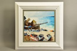 TOM BUTLER (BRITISH CONTEMPORARY) 'REFLECTIONS, SENNEN COVE', a limited edition hand embellished