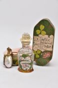 A 'LE TREFLE INCARNAT' PERFUME BOTTLE WITH BOX AND A MOTHER OF PEARL PERFUME BOTTLE, 'Le Trefle