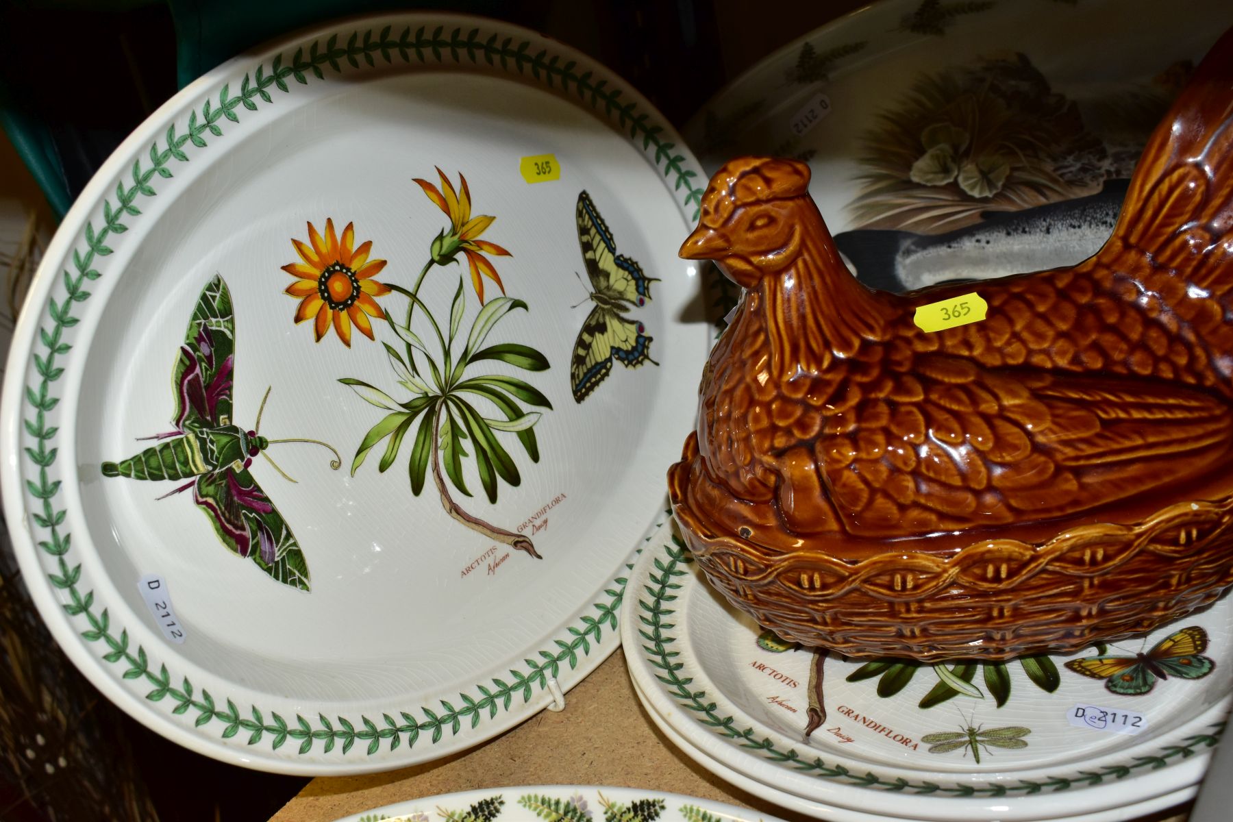SIX PORTMEIRION PLATES AND PLATTERS AND A PORTMEIRION TREACLE GLAZED CHICKEN EGG BASKET, the - Image 2 of 6