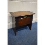 A SMALL MID 20TH CENTURY ELM PLANK CHEST, width 46cm x depth 26cm x height 43cm