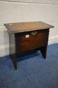 A SMALL MID 20TH CENTURY ELM PLANK CHEST, width 46cm x depth 26cm x height 43cm