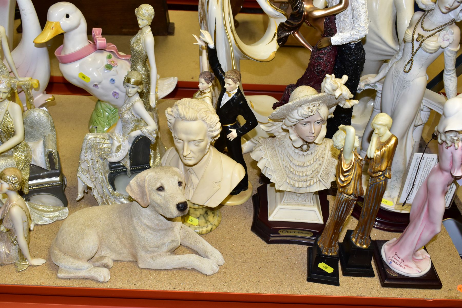 TWENTY THREE DECORATIVE SCULPTURES, ETC, to include a Sandicast Labrador, bust of Chopin signed A. - Image 9 of 13