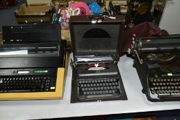 A CASED IMPERIAL GOOD COMPANION 3 PORTABLE TYPEWRITER, with a Bar-Lock desk typewriter and a Brother