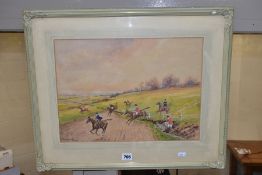 W. MCDADS (20TH CENTURY) a pair of hunting scene watercolours, one with a horse and rider in a